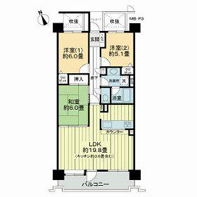 ライオンズガーデン泉中央(3LDK/8階)の間取り写真