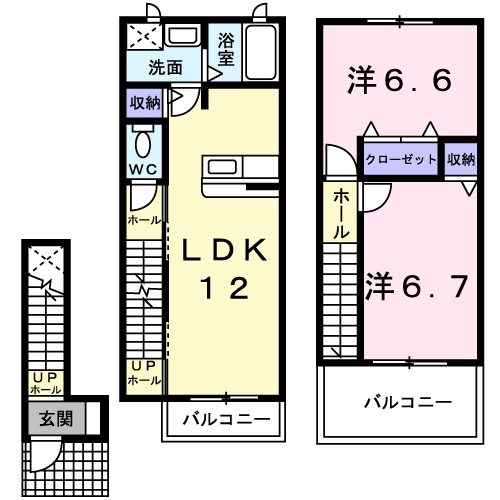 グレイスコート21弐番館(2LDK/2階)の間取り写真