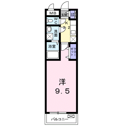 シャンテリオ(1K/2階)の間取り写真