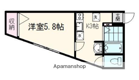 プランド河原町(1K/2階)の間取り写真