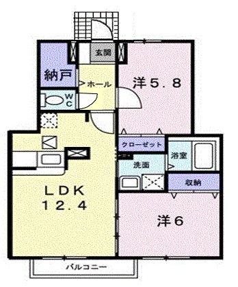 グレイスコート21 壱番館(2LDK/1階)の間取り写真