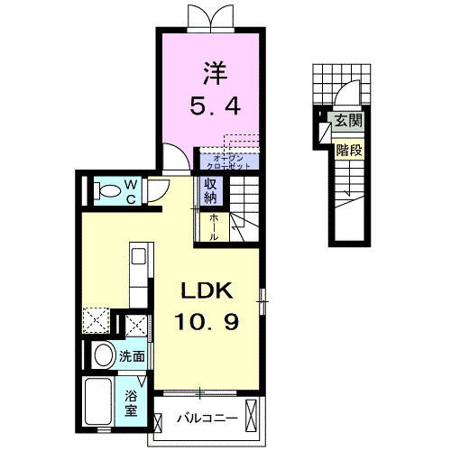 カーサ セレーノ(1LDK/2階)の間取り写真
