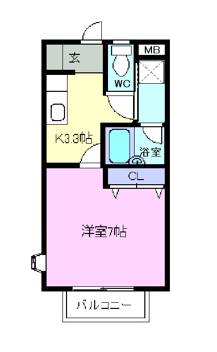 ラフィーネZEN(1K/2階)の間取り写真