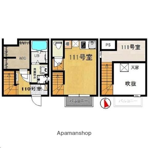 ラ・カーサ イズミ(ワンルーム/1階)の間取り写真