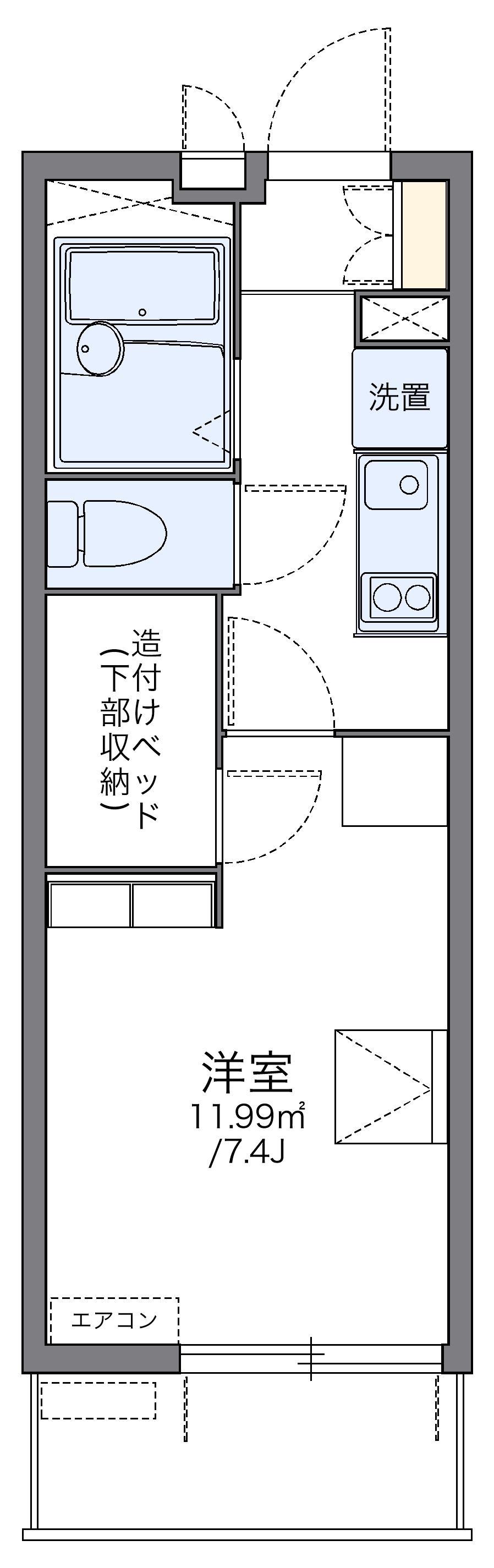 レオパレスモリエール Ⅱ(1K/1階)の間取り写真