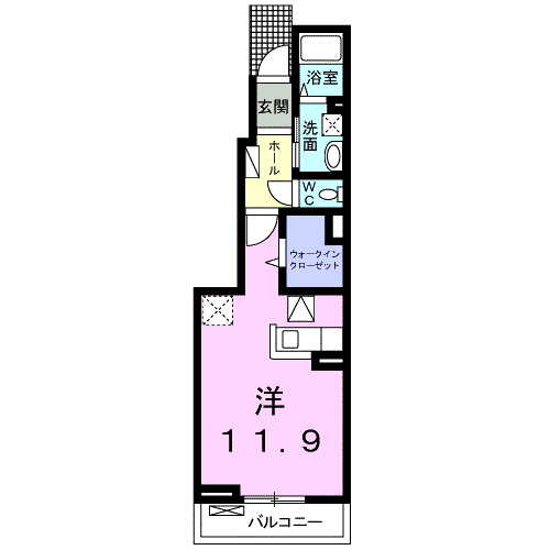 カーサ・アイリスⅣ(ワンルーム/1階)の間取り写真