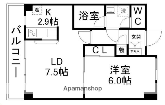 プラッツ木町(1LDK/3階)の間取り写真