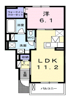 ブラットフィーアⅡ(1LDK/1階)の間取り写真