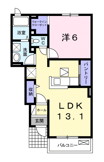 プリムローズ Ⅱ(1LDK/1階)の間取り写真