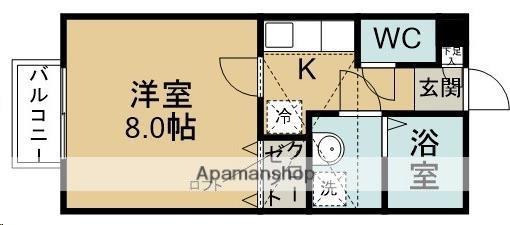 HILL BASE(1K/2階)の間取り写真