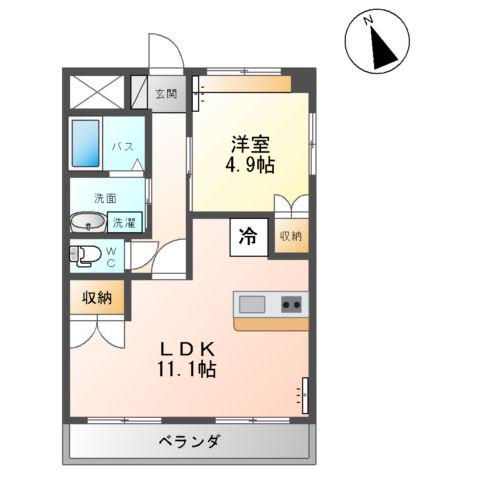 グランディール泰清(1LDK/2階)の間取り写真