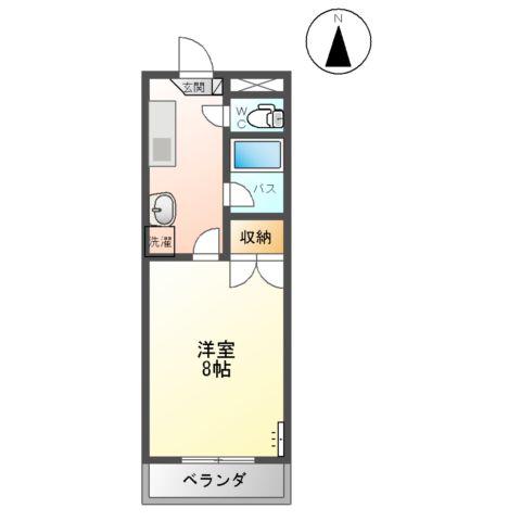 フレンズ双葉ケ丘(1K/2階)の間取り写真