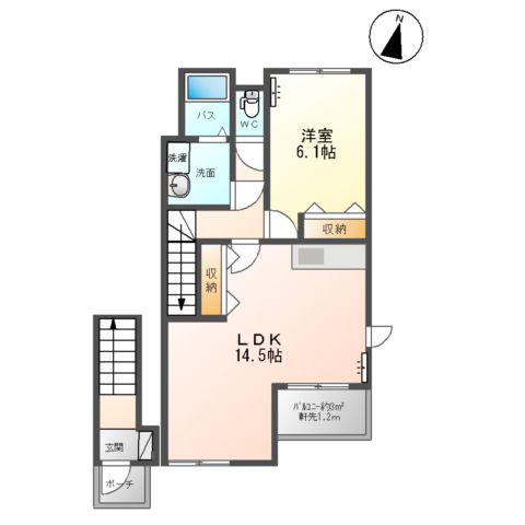 アーバン21Ⅱ(1LDK/2階)の間取り写真