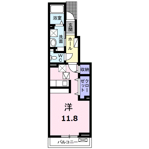 仙台市地下鉄南北線 台原駅 徒歩9分 2階建 築9年(ワンルーム/1階)の間取り写真