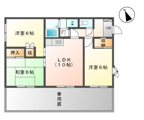 仙台市地下鉄南北線 八乙女駅 バス乗車時間：20分 国見が丘１丁目５−７バス停で下車 徒歩1分 1階建 築30年(3LDK)の間取り写真