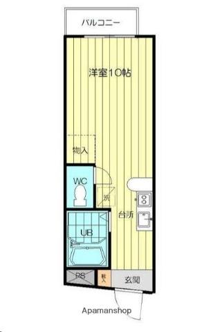 ヴィラージュ台原(ワンルーム/1階)の間取り写真