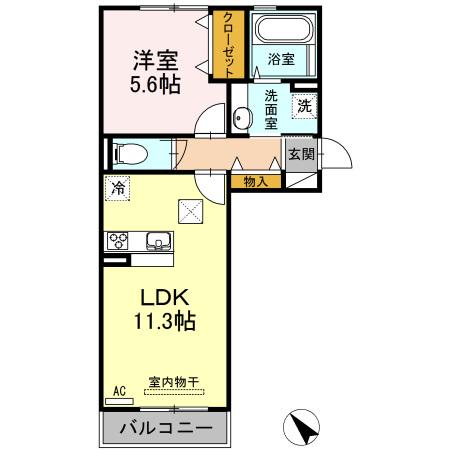 オリエント荒井西(1LDK/1階)の間取り写真