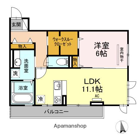 ノワール泉中央(1LDK/3階)の間取り写真