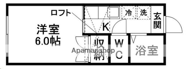 プランド旭ヶ丘(1K/1階)の間取り写真