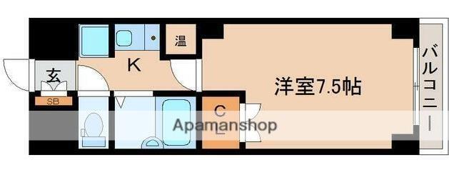 リエス若林(1K/3階)の間取り写真