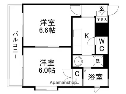 ボヌール泉中央(1LDK/3階)の間取り写真