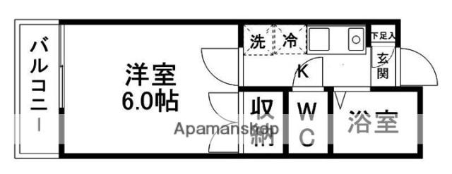 ヴィレッジ旭ヶ丘(1K/2階)の間取り写真