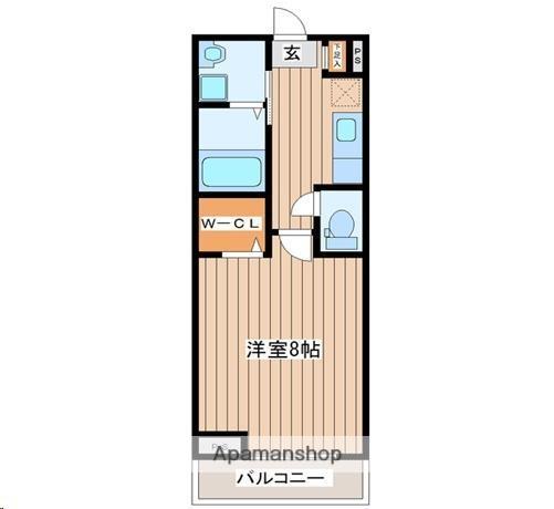 ウルス花京院B(1K/2階)の間取り写真