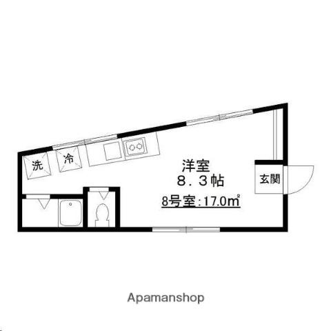 長屋アパートメントHACHI(ワンルーム/2階)の間取り写真