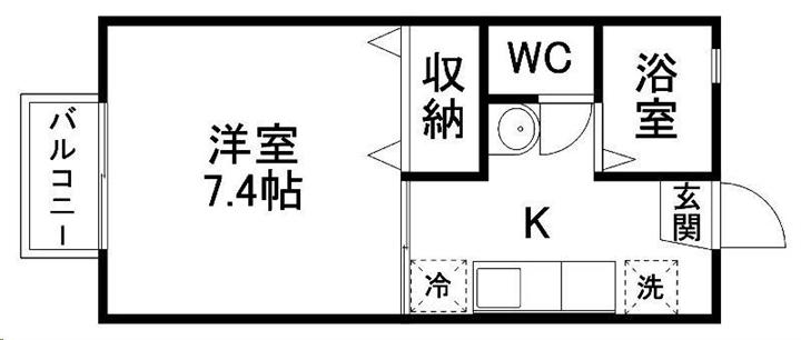 ハピネス21旭ヶ丘(1K/1階)の間取り写真