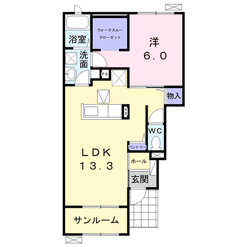 ダーウィンⅡ(1LDK/1階)の間取り写真