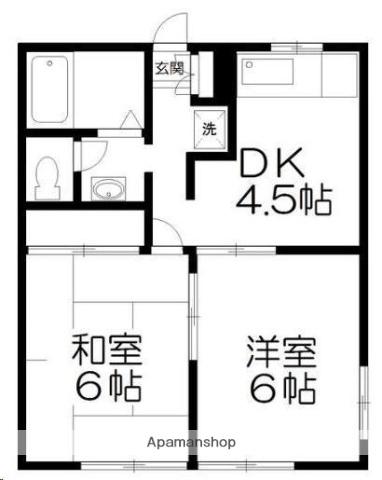 ヴィラクレストA(2K/2階)の間取り写真