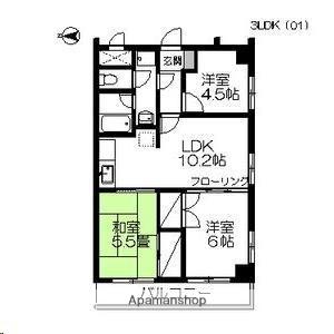 エスパシオ大町Ⅱ(3LDK/4階)の間取り写真