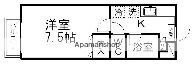 ピースフル黒松(1K/1階)の間取り写真