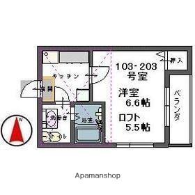 ネットコーポ旭ヶ丘(1K/2階)の間取り写真