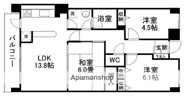 セントレアカマ5(3LDK/9階)の間取り写真
