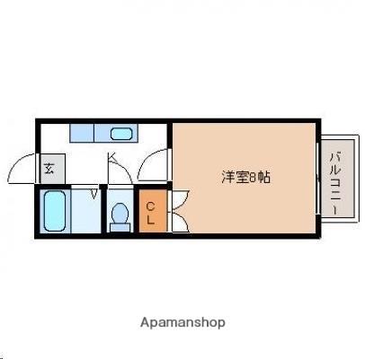 ローズガーデン泉中央(1K/1階)の間取り写真