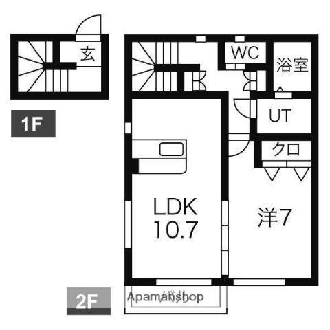 アザレアA(1LDK/2階)の間取り写真