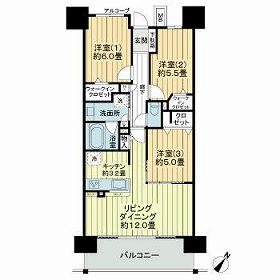 デュオヒルズ仙台ザ・マークス(3LDK/7階)の間取り写真