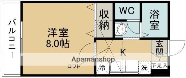 アーバンハイツ八乙女Ⅱ(1K/1階)の間取り写真