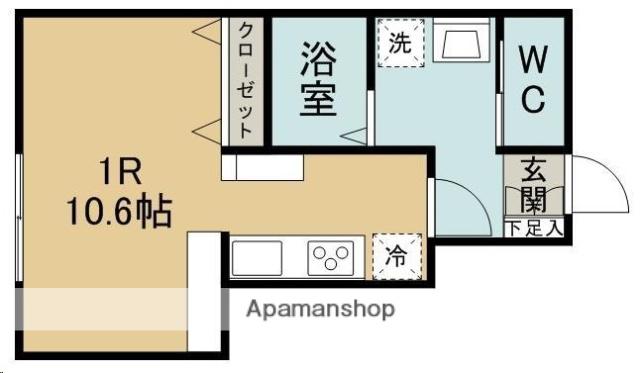 シャルム泉中央(ワンルーム/1階)の間取り写真