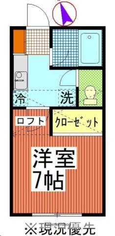 カーサ・ベルデ(1K/2階)の間取り写真