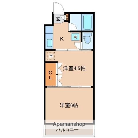 イーグルハイツ高松(2K/1階)の間取り写真