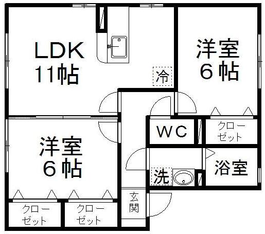 プログレス中山吉成(2LDK/1階)の間取り写真