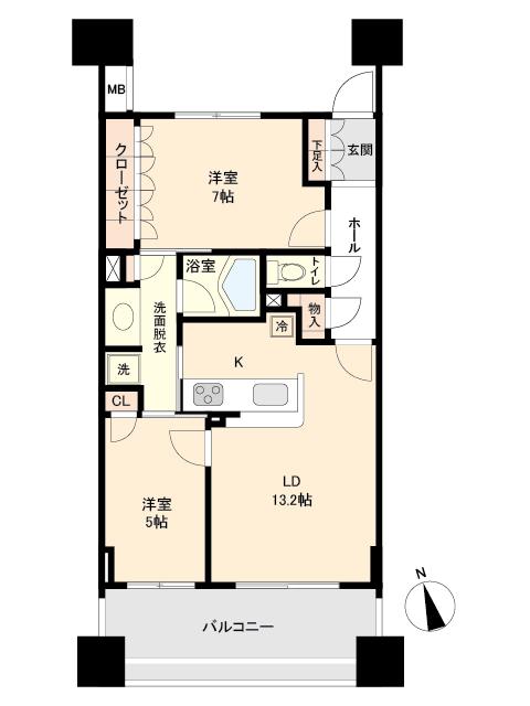 ドゥーエ仙台イースト(2LDK/11階)の間取り写真