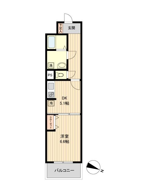 HF仙台五橋レジデンス(1DK/3階)の間取り写真