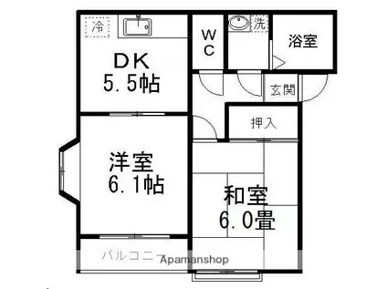 第7メゾンアカマA棟(2DK/1階)の間取り写真