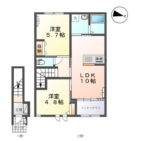 SSコーポ(2LDK/2階)の間取り写真