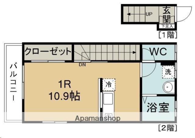 楽楽台原(ワンルーム/2階)の間取り写真