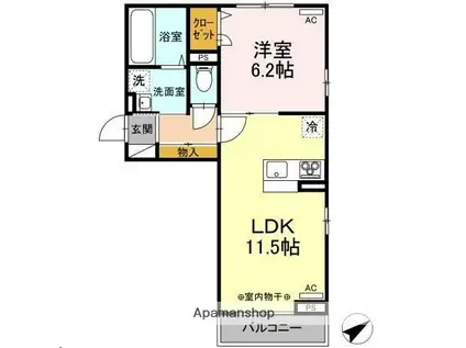 DーROOM新中道(1LDK/3階)の間取り写真