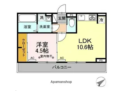 DーROOM新中道(1LDK/3階)の間取り写真